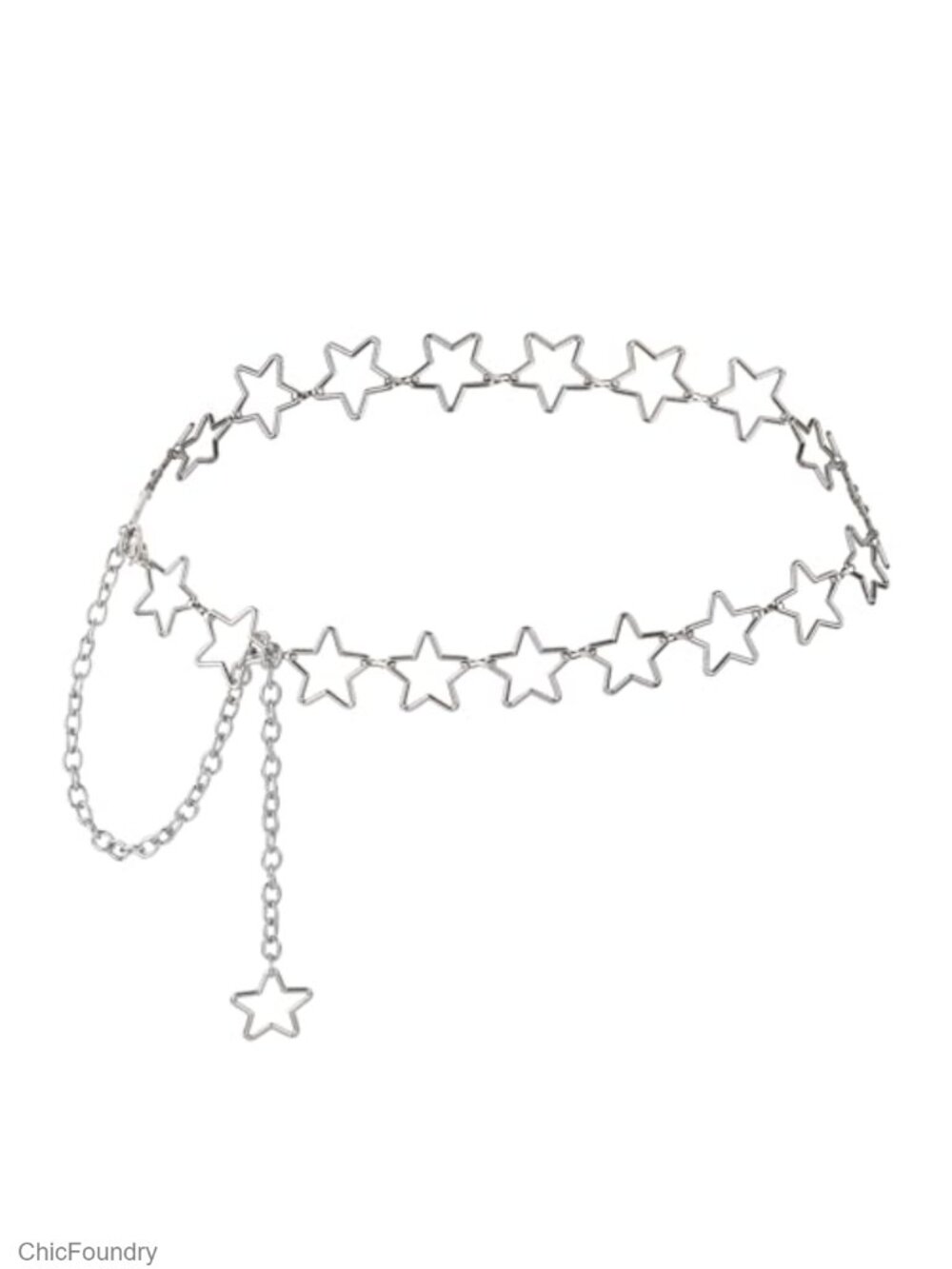 Alloy Star Waist Chain Belt with Long Tassel, Adjustable Western Belly Chain